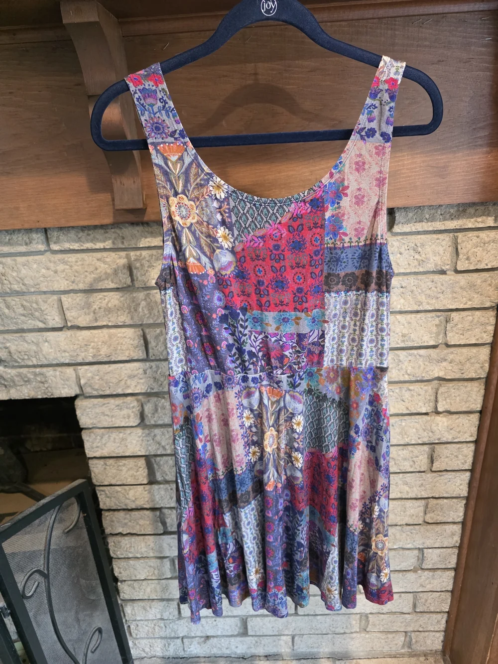 NATURAL LIFE Purple and Red Patchwork Sleeveless Mini Dress